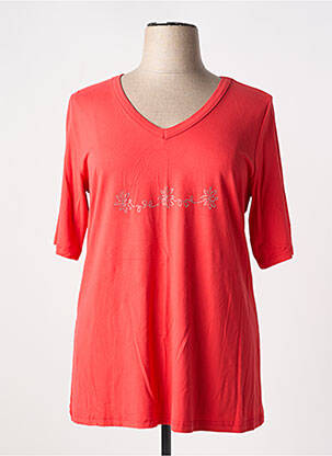T-shirt manches mi-longues manches courtes rouge CHALOU femme