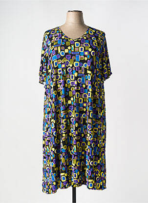 Robe mi-longue imprimé fantaisie manches courtes noir M femme