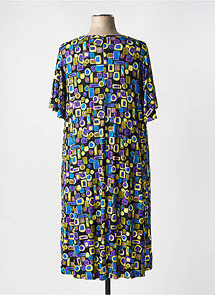 Robe mi-longue imprimé fantaisie manches courtes noir M femme