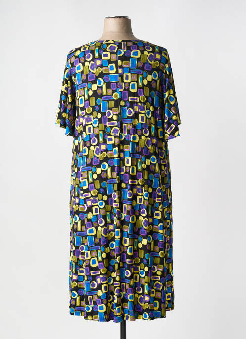 Robe mi-longue imprimé fantaisie manches courtes noir M femme