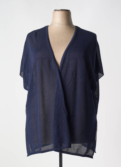 Gilet manches courtes col v bleu APRICO femme