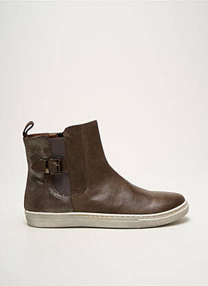 Bottines/boots matière lisse talon plat jusqu'à 3cm marron FR femme