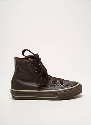 Baskets matière lisse bout rond marron CONVERSE fille