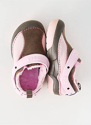 Chaussons/pantoufles fourrée bout rond rose CROCS enfant