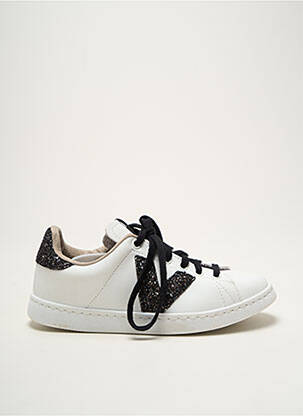 Baskets matière lisse bout rond blanc VICTORIA fille