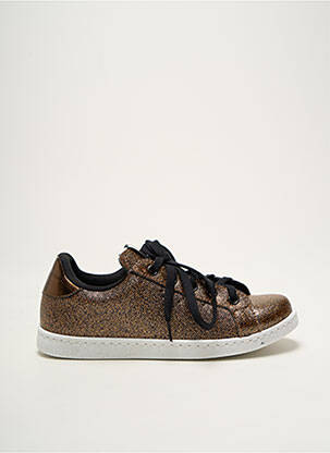 Baskets tissage satiné bout rond marron VICTORIA fille