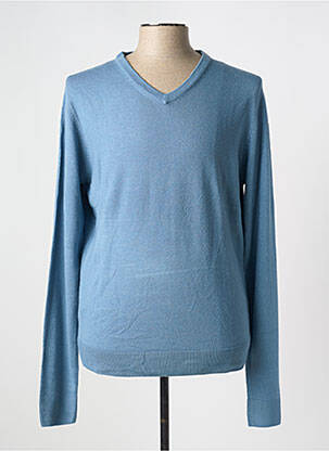 Pull col v manches longues bleu JIMMY TAVERNITI homme