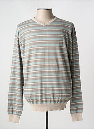 Pull col v manches longues gris LUCKY'S 47 BY LUCCHINI homme