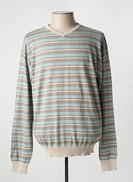 Pull col v manches longues gris LUCKY'S 47 BY LUCCHINI homme
