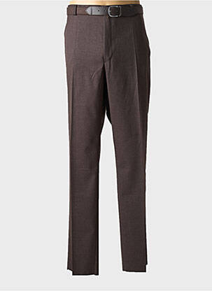 Pantalon droit fermeture zippée sous rabat avec crochet taille normale marron MURK homme