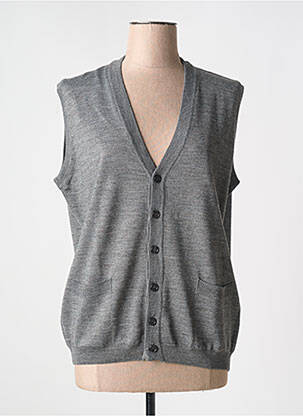 Gilet sans manche maille fine gris ELLEMME femme
