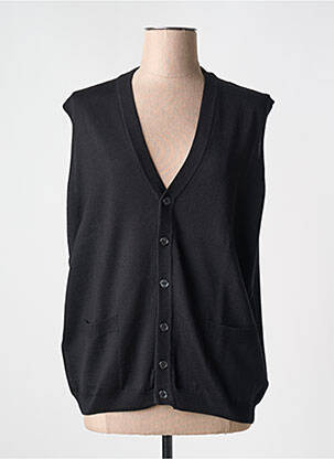 Gilet sans manche maille fine noir ELLEMME femme