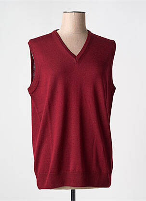Pull col v sans manche rouge ELLEMME femme