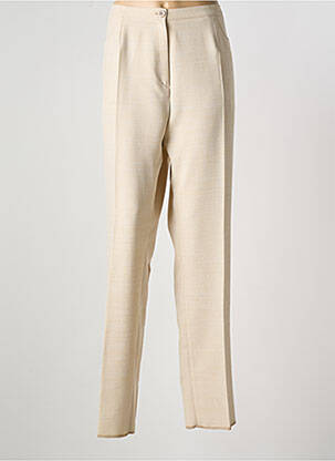 Pantalon droit fermeture zippée sous rabat boutonné taille normale beige GRIFFON femme