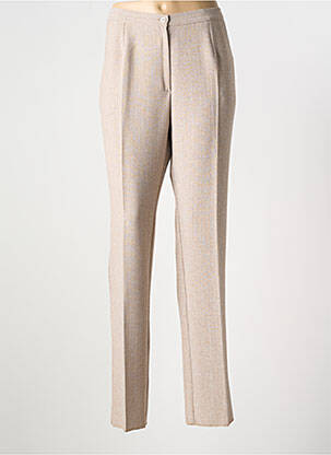 Pantalon droit tissage crêpe taille normale beige GEVANA femme