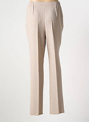 Pantalon droit tissage crêpe taille normale beige GEVANA femme