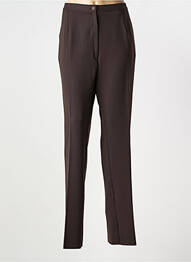 Pantalon droit tissage crêpe taille normale marron GEVANA femme