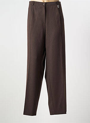 Pantalon droit tissage popeline taille normale marron GELCO femme
