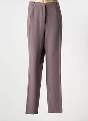 Pantalon droit fermeture zippée sous rabat boutonné taille normale marron SYM femme