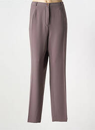 Pantalon droit tissage crêpe taille normale marron SYM femme
