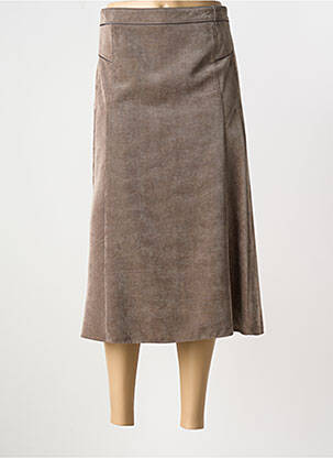 Jupe mi-longue coupe évasée marron GELCO femme
