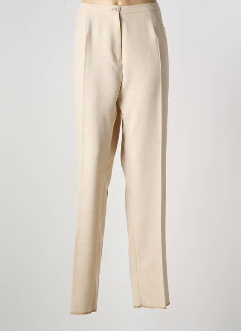 Pantalon droit fermeture zippée sous rabat boutonné taille normale beige GRIFFON femme