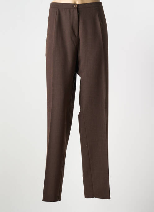 Pantalon droit fermeture zippée sous rabat boutonné taille normale marron GRIFFON femme