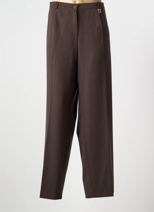 Pantalon droit tissage popeline taille normale marron GELCO femme