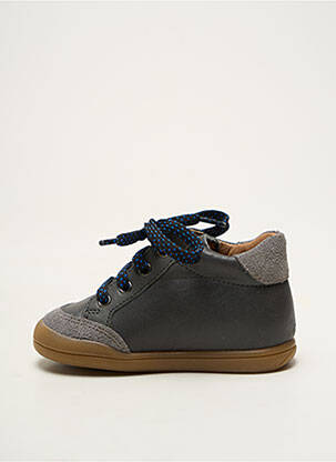 Bottillons tissage satiné bout rond gris BABYBOTTE garçon