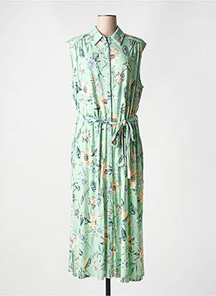 Robe longue imprimé fleurs sans manche vert YESTA femme