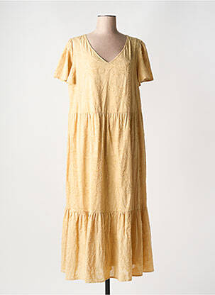 Robe longue manches courtes manches courtes beige YESTA femme