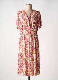 Robe mi-longue imprimé fantaisie manches courtes rose YESTA femme