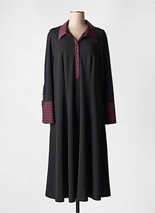 Robe mi-longue coupe évasée manches longues noir MAT. femme
