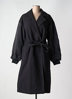 Manteau long coupe cintrée sans capuche noir YESTA femme