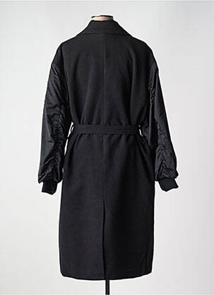 Manteau long coupe cintrée sans capuche noir YESTA femme