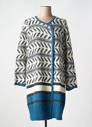 Gilet manches longues col rond bleu ADIA femme