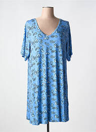 Robe courte manches courtes manches courtes bleu YESTA femme
