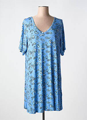 Robe courte manches courtes manches courtes bleu YESTA femme