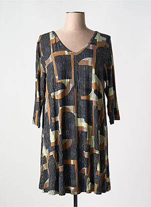 Robe courte manches 3/4 manches 3/4 noir YESTA femme
