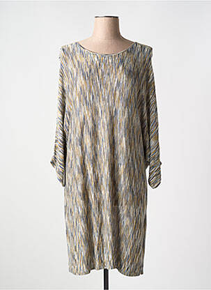 Robe mi-longue manches 3/4 manches 3/4 vert YESTA femme
