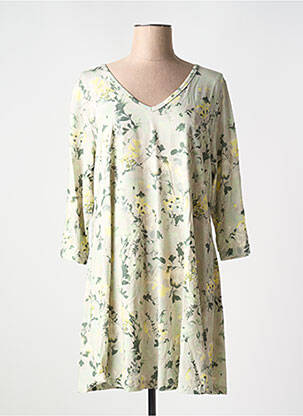 Robe courte manches 3/4 manches 3/4 vert YESTA femme