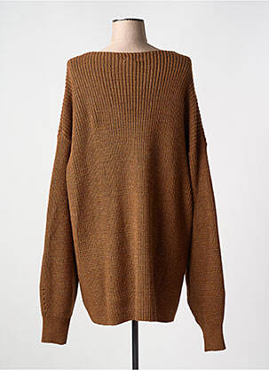 Pull col v manches longues marron MAT. femme