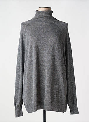 Pull col roulé maille souple et aérée manches longues argent MAT. femme