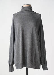 Pull col roulé maille souple et aérée manches longues argent MAT. femme