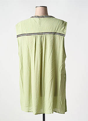 Blouse tissage crêpe sans manche vert YESTA femme
