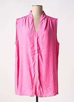 Blouse tissage popeline sans manche rose YESTA femme