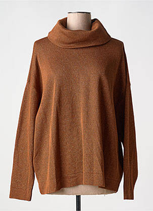 Pull col roulé stretch manches longues orange MAT. femme