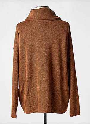 Pull col roulé stretch manches longues orange MAT. femme