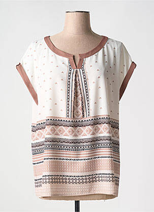 Blouse légère et transparente sans manche beige DIANE LAURY femme