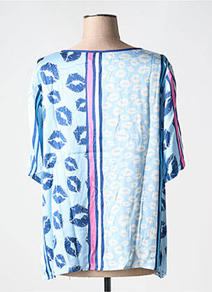 Blouse col v manches courtes bleu OPEN END femme